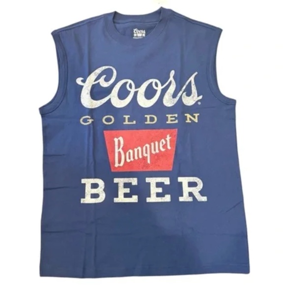 NWT Coors Golden Banquet Beer Blue Muscle Tank Top Size S/M - Picture 1 of 3